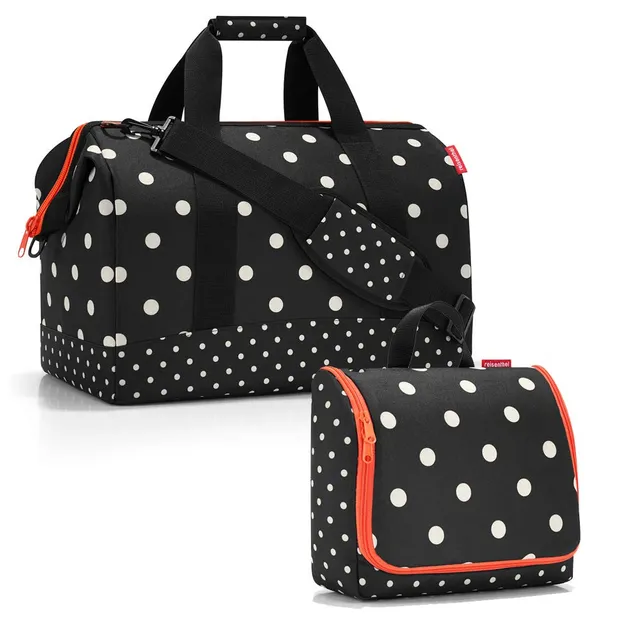 reisenthel-allrounder-l-reise-set-mit-toiletbag-xl-waschtasche-mixed-dots-2-teil image 1