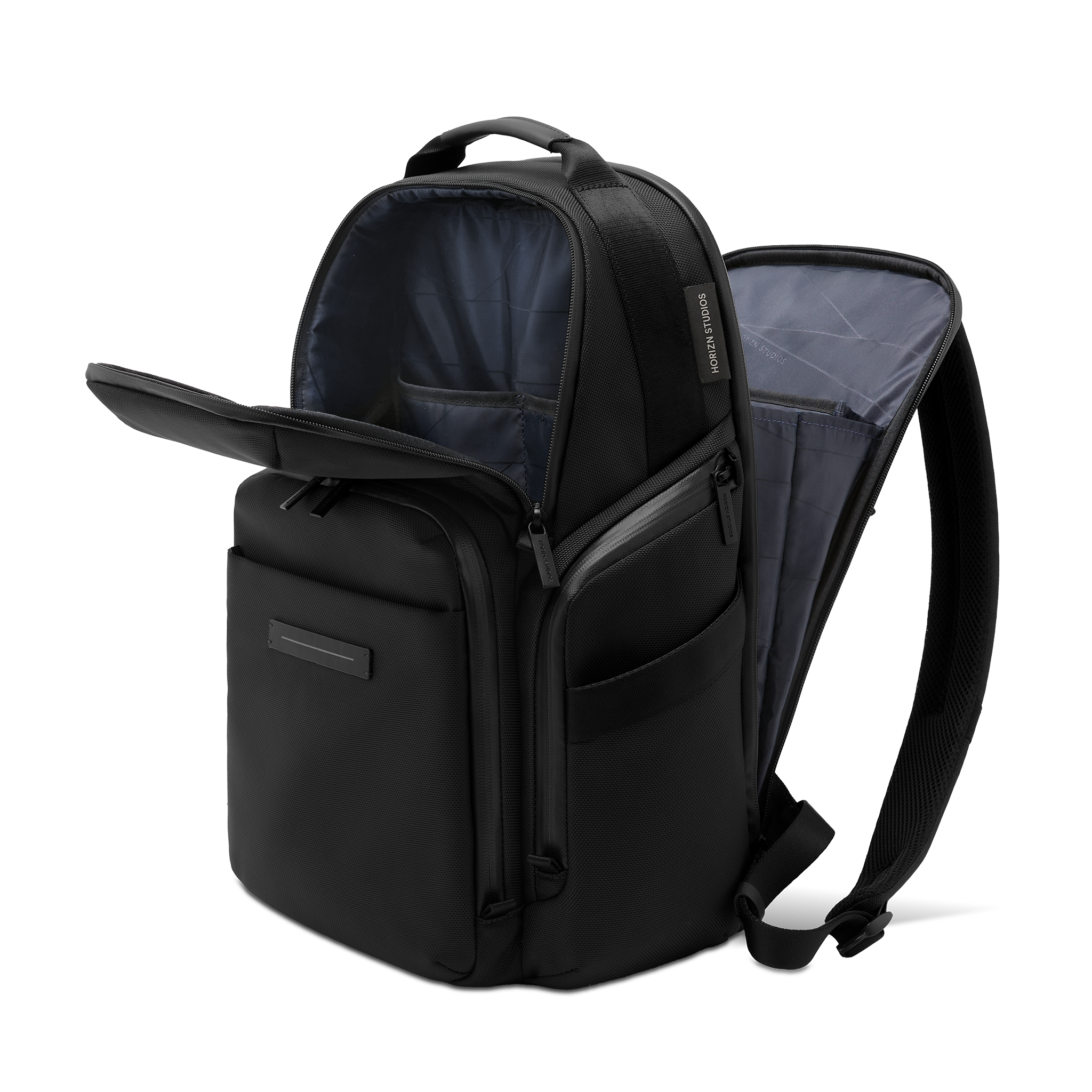 horizn-studios-midtown-backpack-all-black-premium-nylon-laptop-rucksack image 4