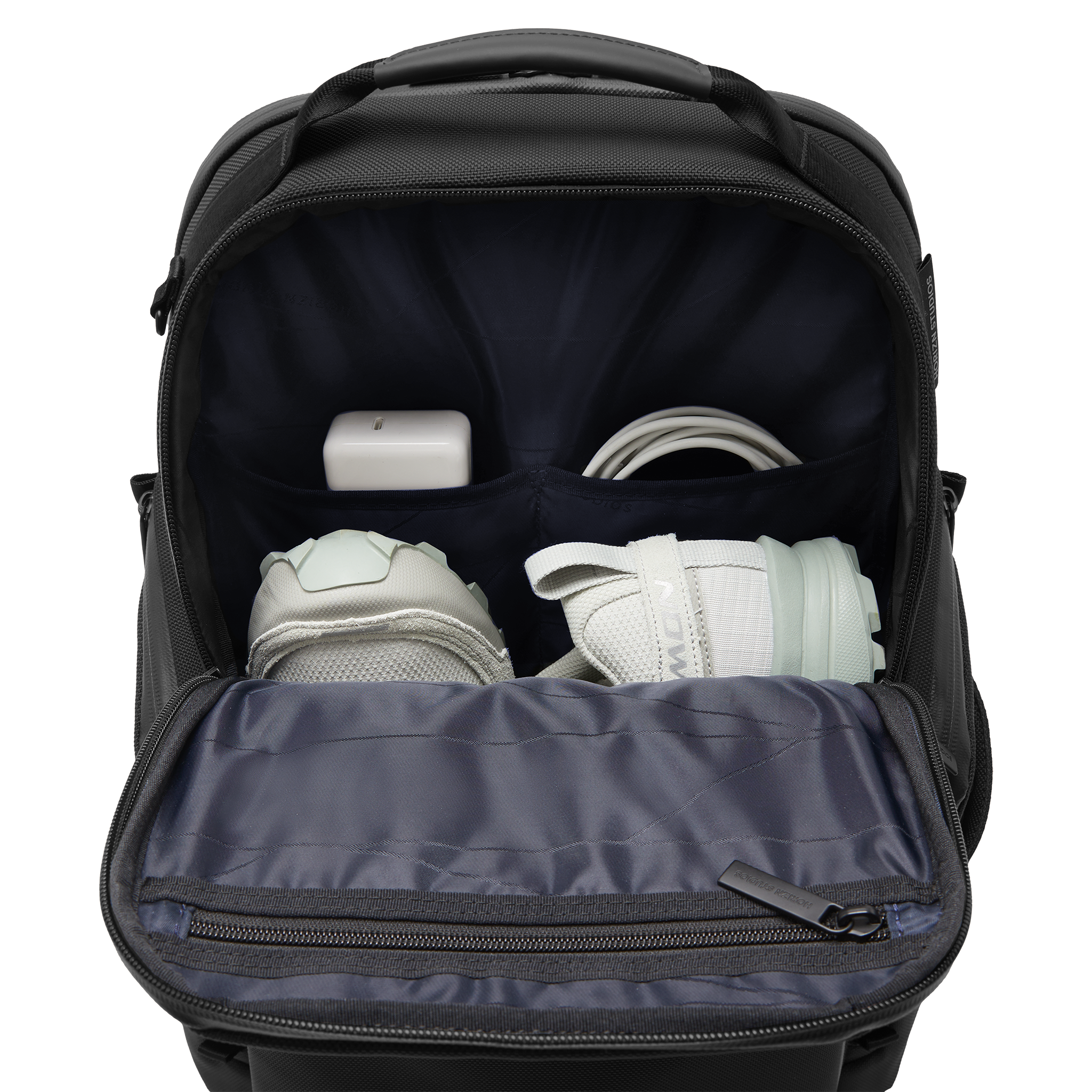 horizn-studios-midtown-backpack-all-black-premium-nylon-laptop-rucksack image 7