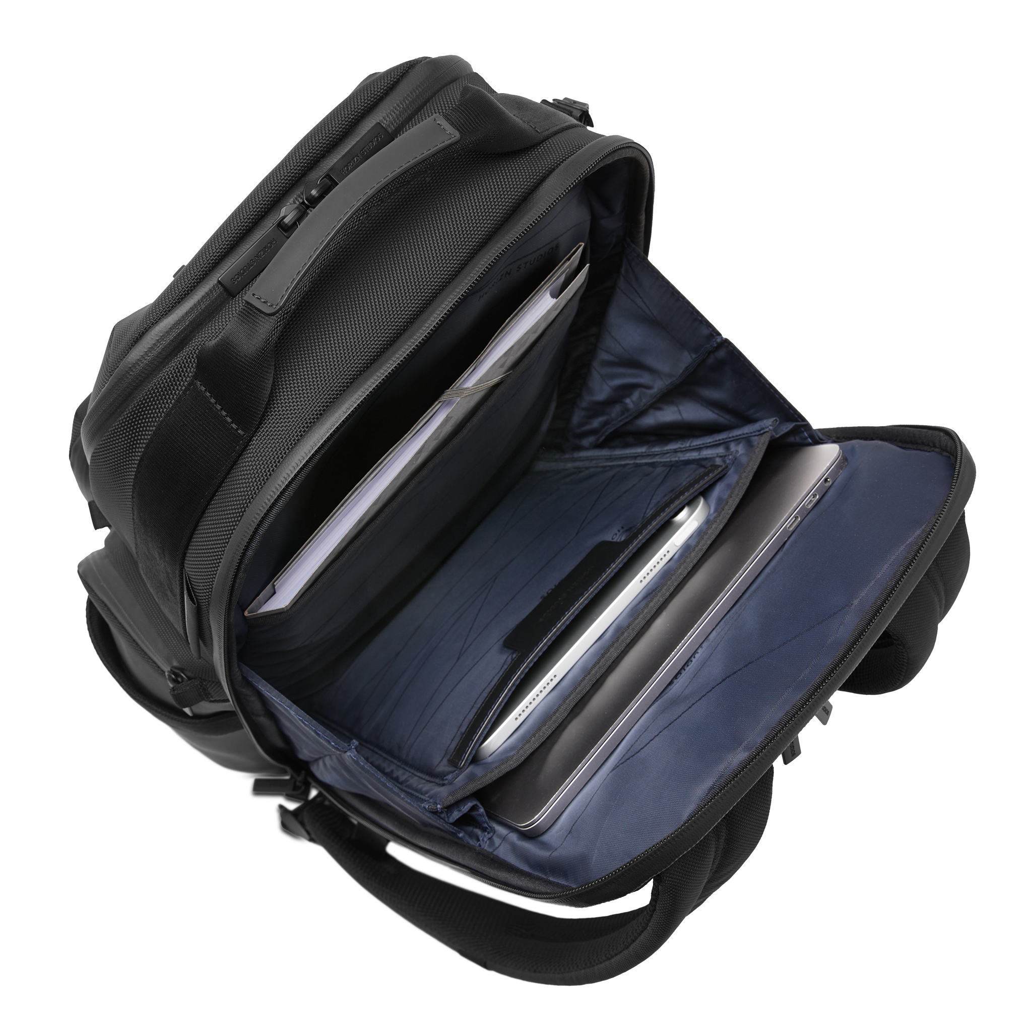 horizn-studios-midtown-backpack-all-black-premium-nylon-laptop-rucksack image 8