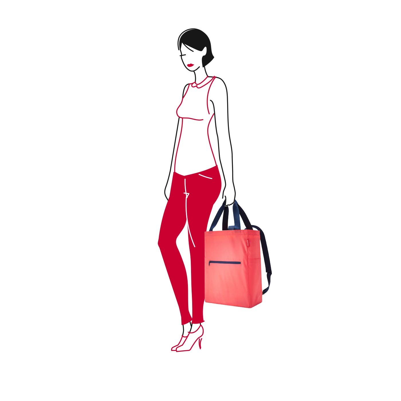 reisenthel-mini-maxi-2-in-1-tragetasche-und-rucksack-19-liter-coral-faltbar-wass image 3