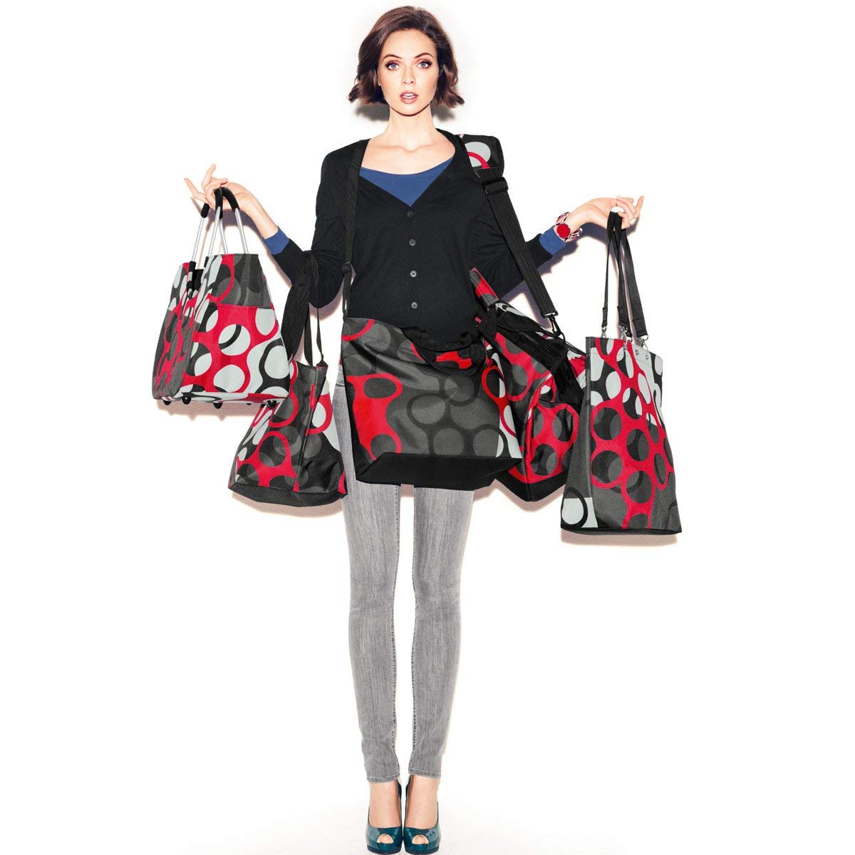 reisenthel-mini-maxi-shopper-dots-faltbare-einkaufstasche-15-l-mit-extralangen-h image 2