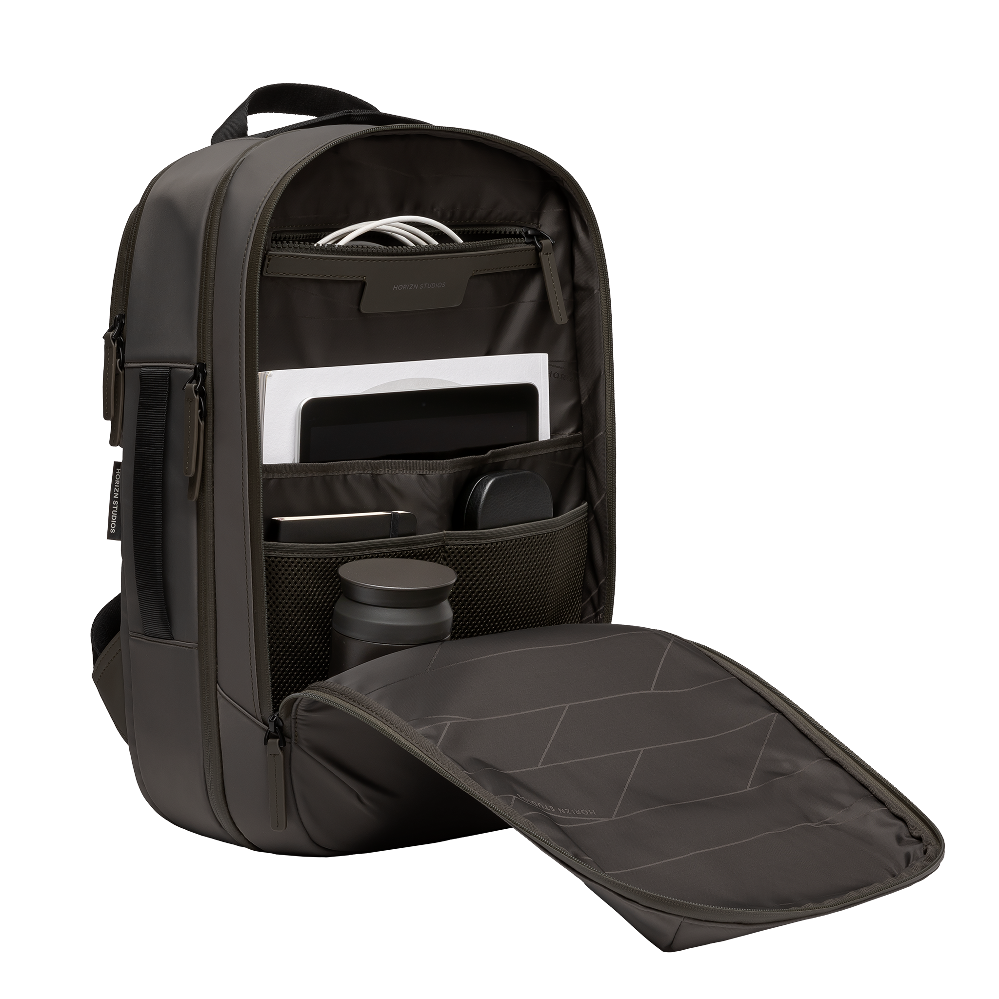 horizn-studios-gion-backpack-travel-reiserucksack-dark-olive-recyceltes-nylon image 5