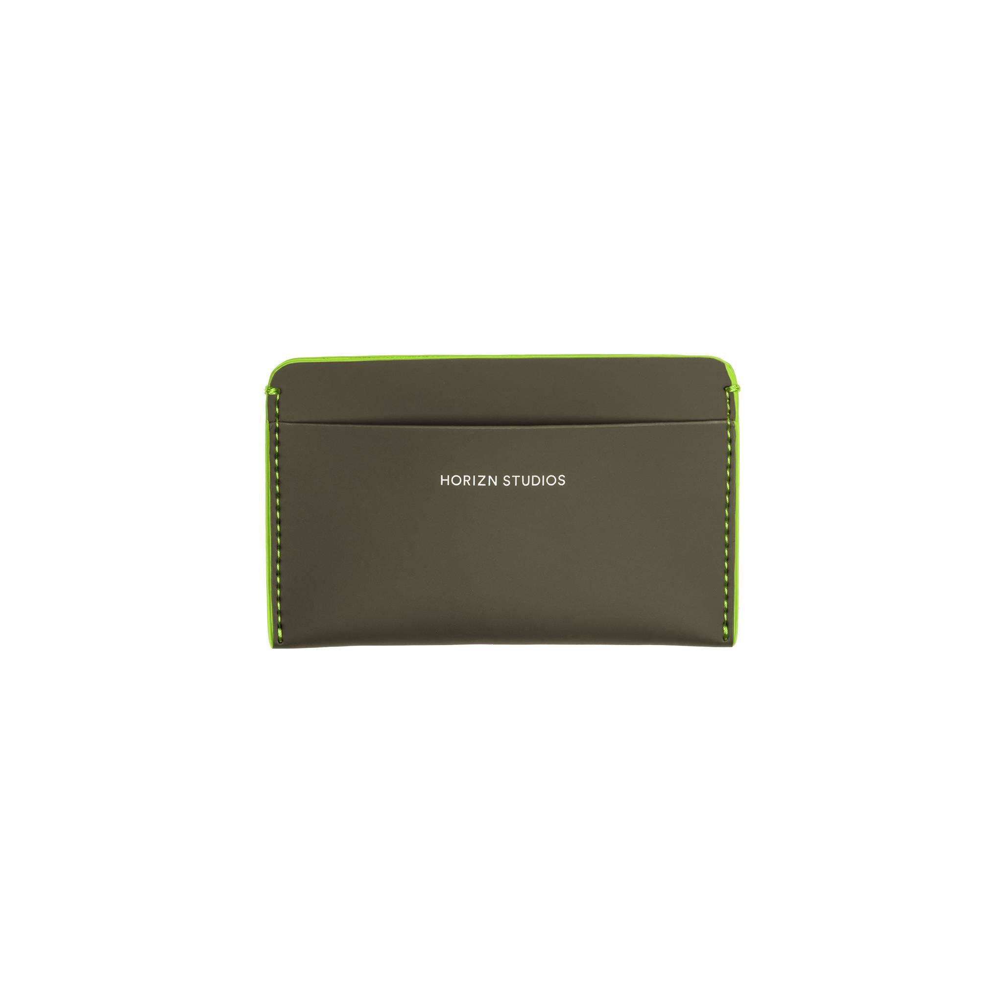 horizn-studios-cardholder-kartenetui-dark-olive-neon-green-vegan-hi-core image 1