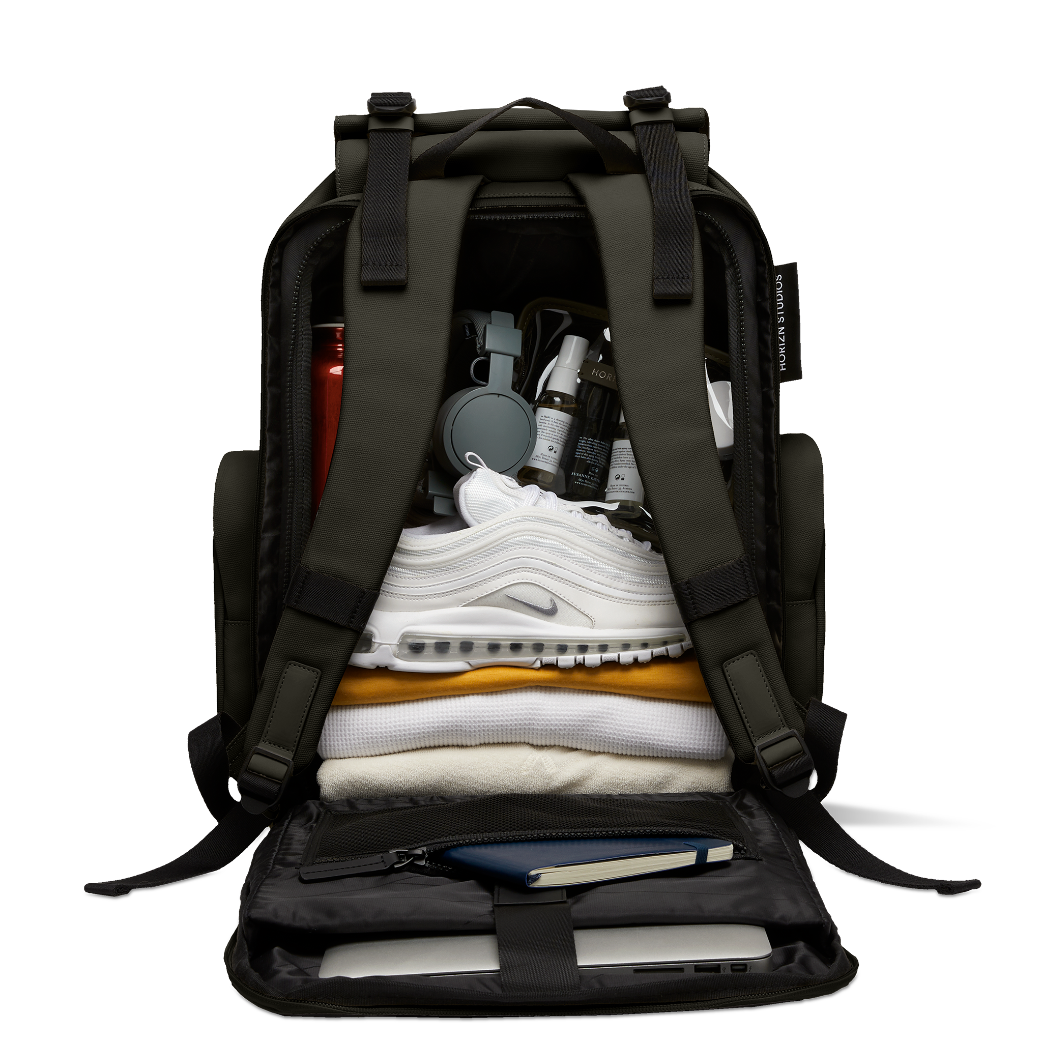 horizn-studios-sofo-backpack-travel-dark-olive-gewachstes-canvas-reise-rucksack image 5