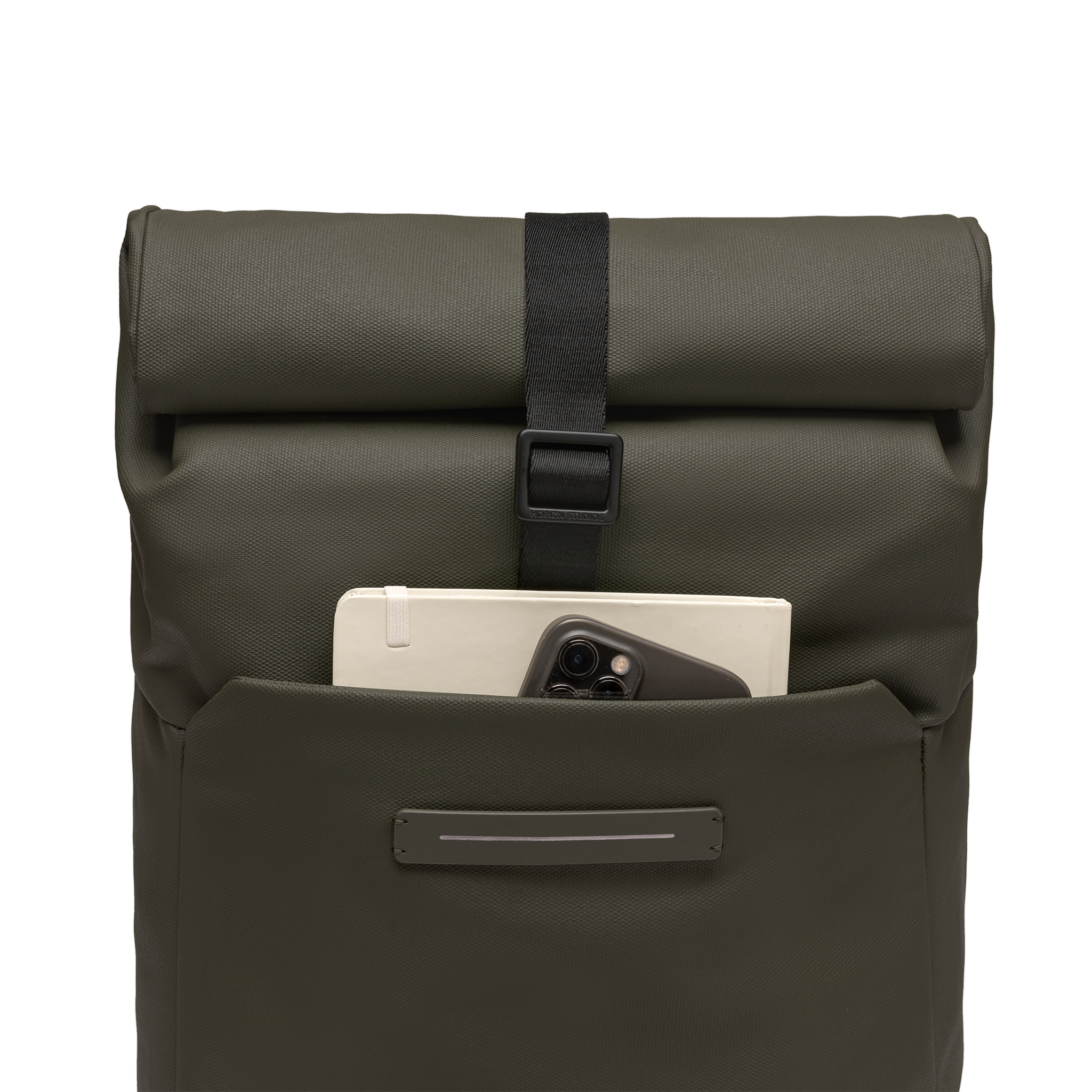 horizn-studios-sofo-rolltop-backpack-x-dark-olive-waxed-canvas-rucksack image 4
