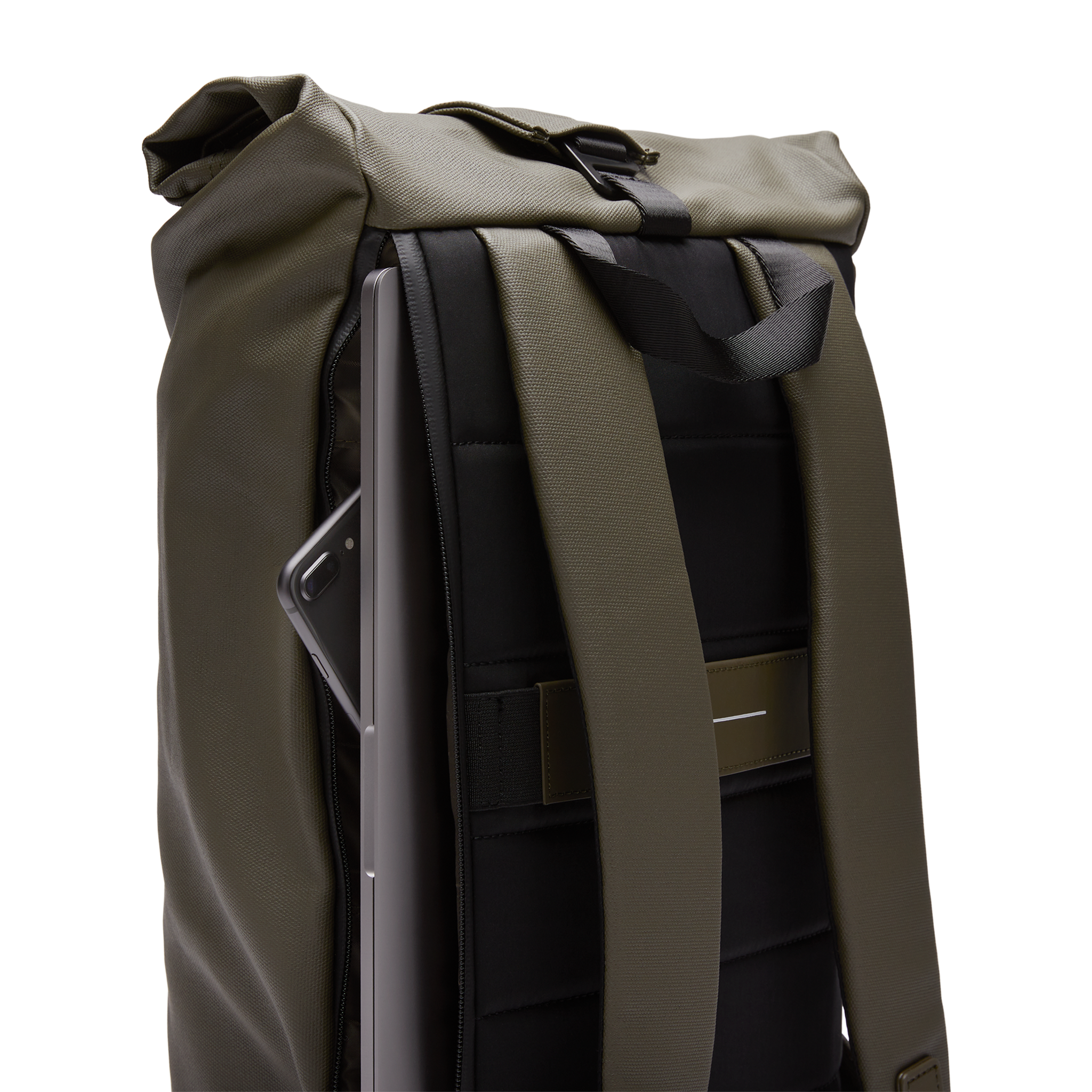 horizn-studios-sofo-rolltop-backpack-dark-olive-waxed-canvas-daypack image 4